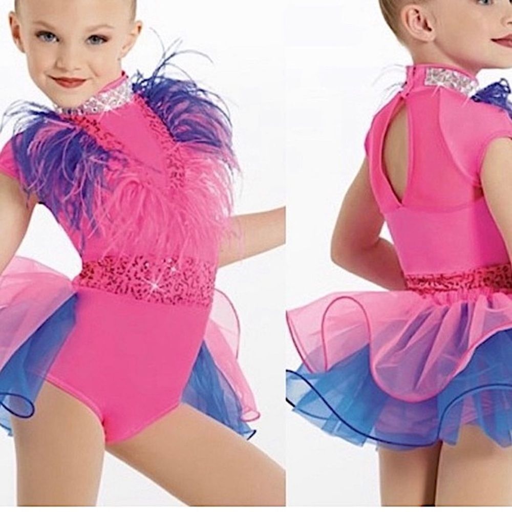 WEISSMAN Dance Costume sassy pink feathers I Knew You Were Trouble 11869 LC